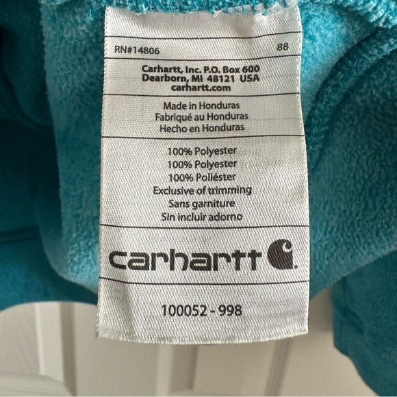 Carhartt - Women's Teal Full Zip Logo Soft Fleece Hoodie , Medium (8/10) - Picture 5 of 10